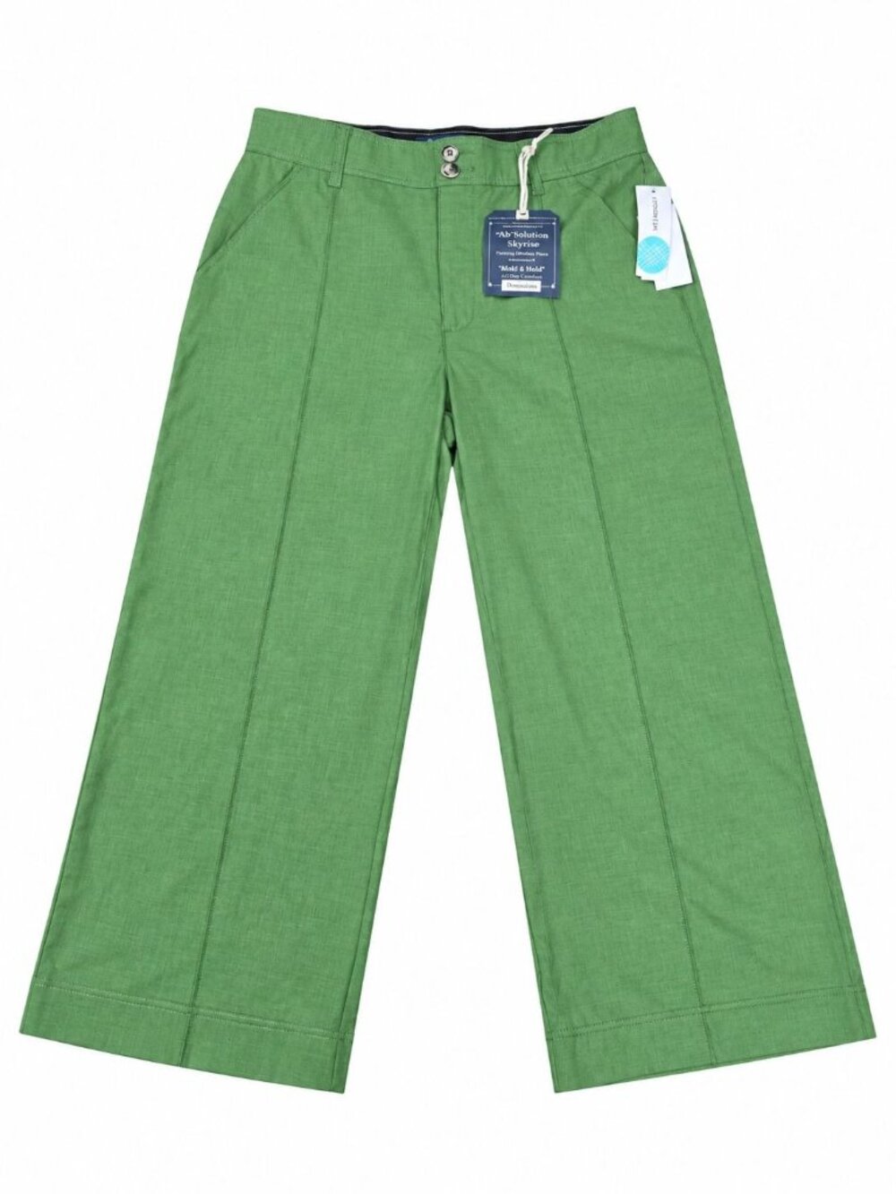 Democracy Skyrise Green Double Button Wide Leg Trouser Pants, Sz 12, NWT